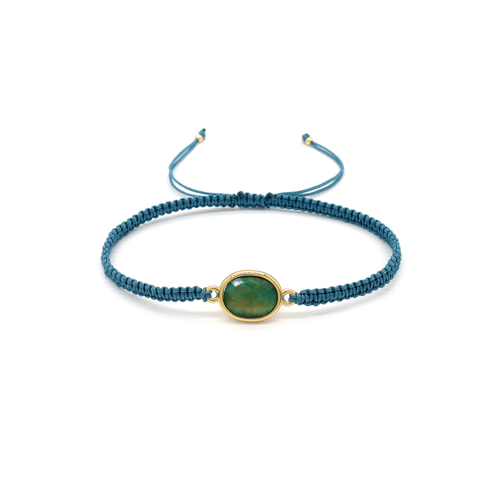 Handmade Customizable Natural Stone Charm Bracelet With Cotton Wire