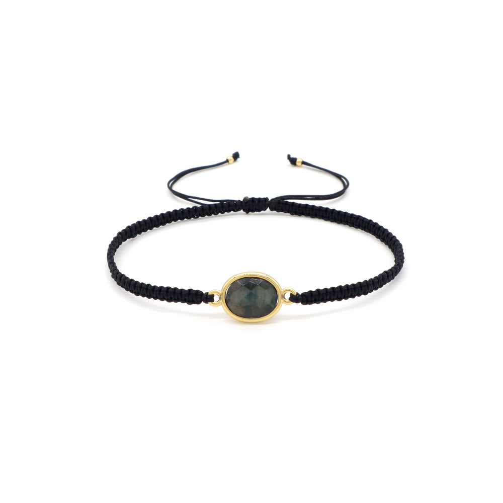 Handmade Customizable Natural Stone Charm Bracelet With Cotton Wire