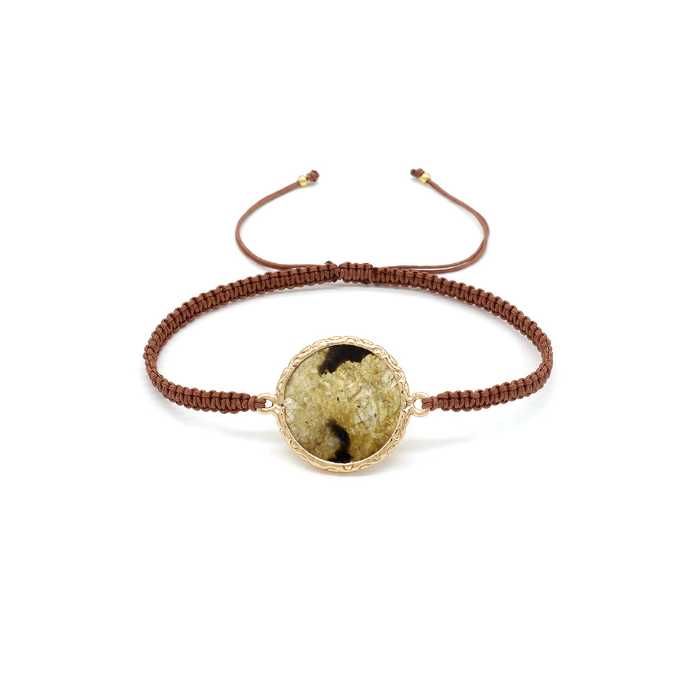 Handmade Customizable Natural Stone Charm Bracelet With Cotton Wire