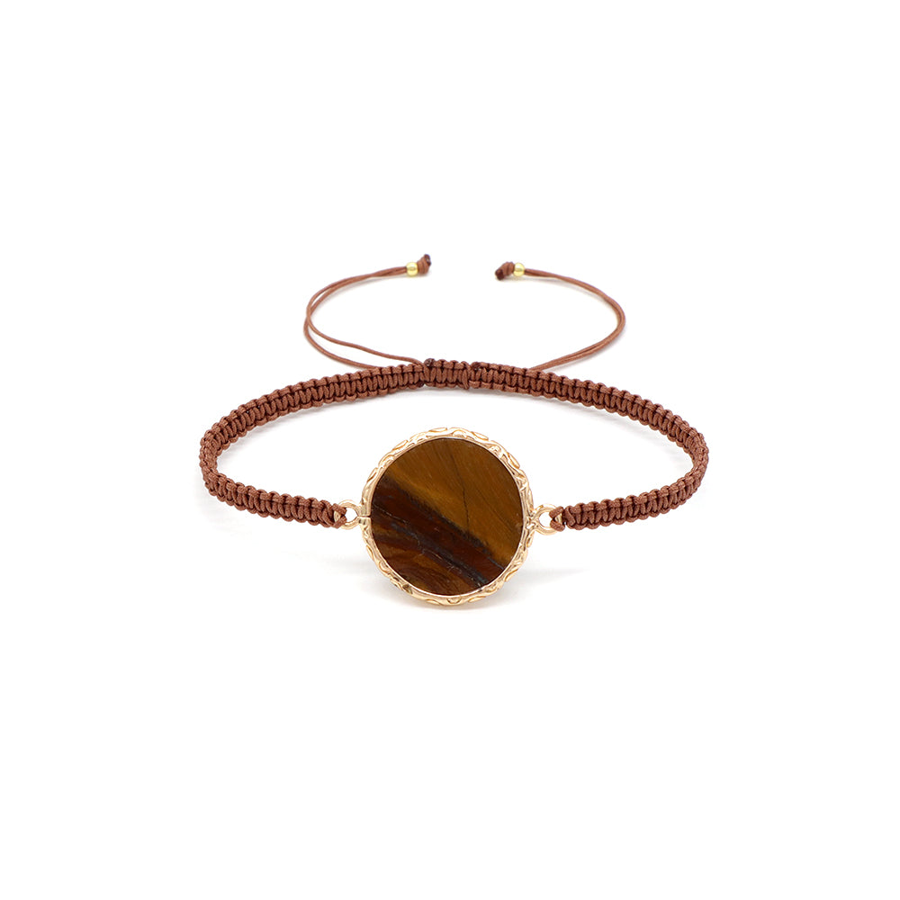 Handmade Customizable Natural Stone Charm Bracelet With Cotton Wire