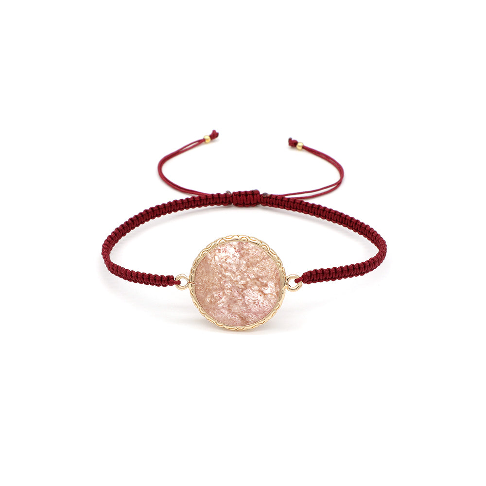 Handmade Customizable Natural Stone Charm Bracelet With Cotton Wire