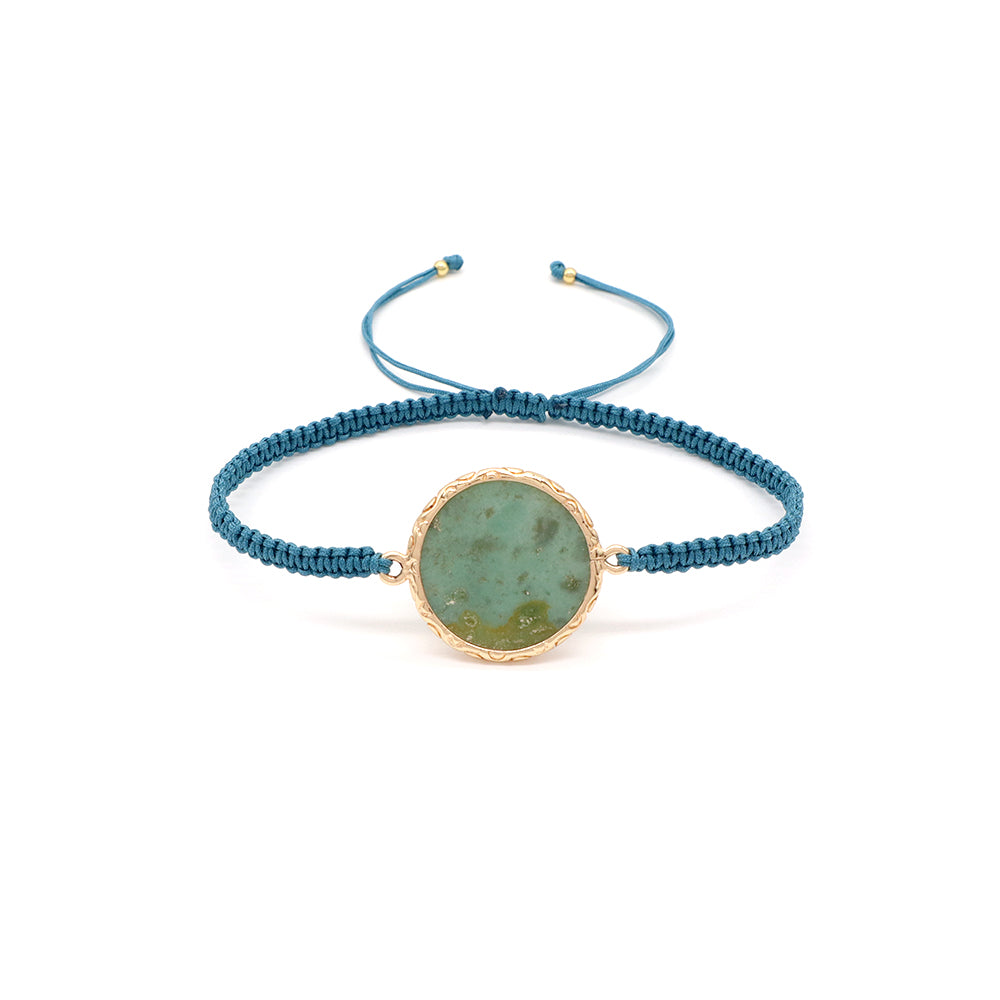Handmade Customizable Natural Stone Charm Bracelet With Cotton Wire