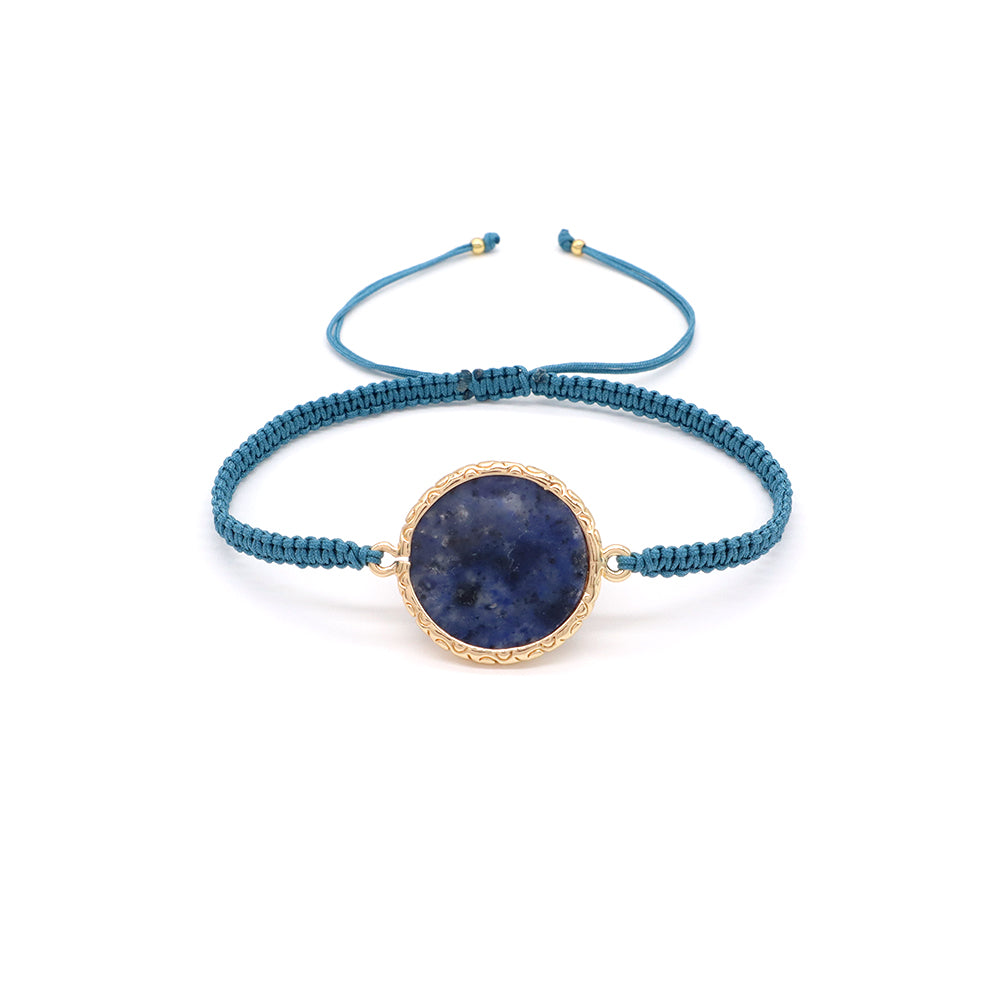 Handmade Customizable Natural Stone Charm Bracelet With Cotton Wire