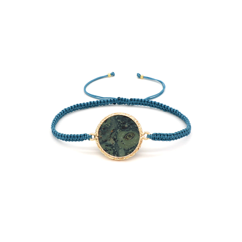 Handmade Customizable Natural Stone Charm Bracelet With Cotton Wire