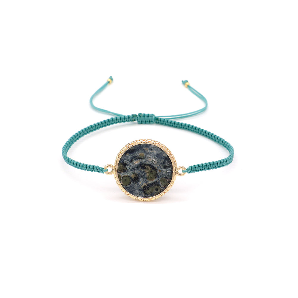 Handmade Customizable Natural Stone Charm Bracelet With Cotton Wire