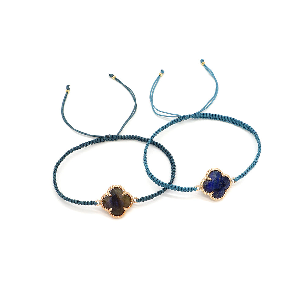 Handmade Customizable Natural Stone Charm Bracelet With Cotton Wire