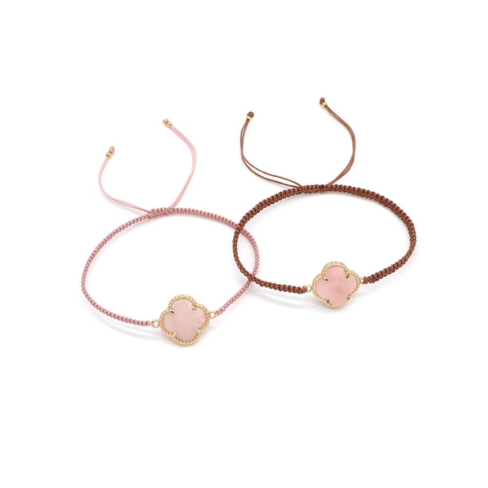 Handmade Customizable Natural Stone Charm Bracelet With Cotton Wire