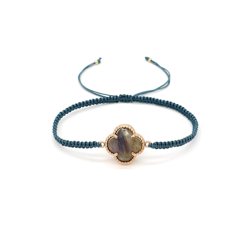 Handmade Customizable Natural Stone Charm Bracelet With Cotton Wire