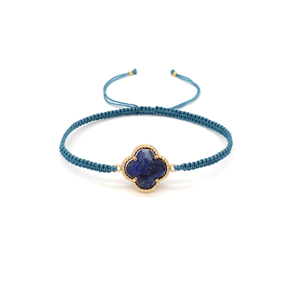Handmade Customizable Natural Stone Charm Bracelet With Cotton Wire