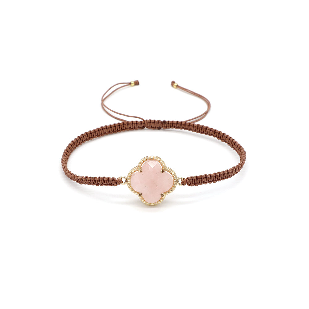 Handmade Customizable Natural Stone Charm Bracelet With Cotton Wire