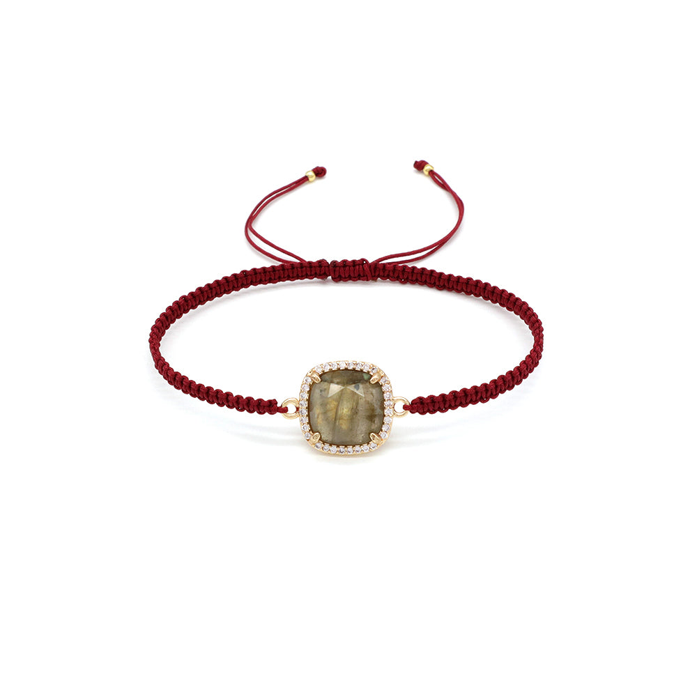 Handmade Customizable Natural Stone Charm Bracelet With Cotton Wire