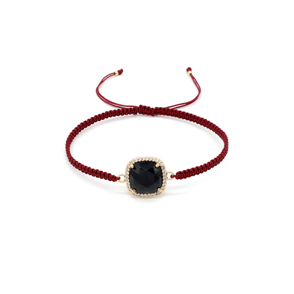 Handmade Customizable Natural Stone Charm Bracelet With Cotton Wire