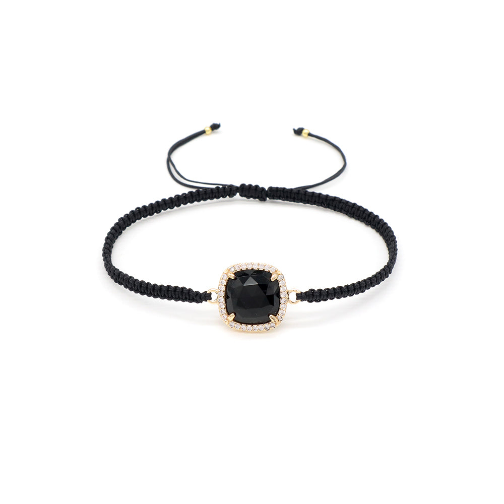 Handmade Customizable Natural Stone Charm Bracelet With Cotton Wire