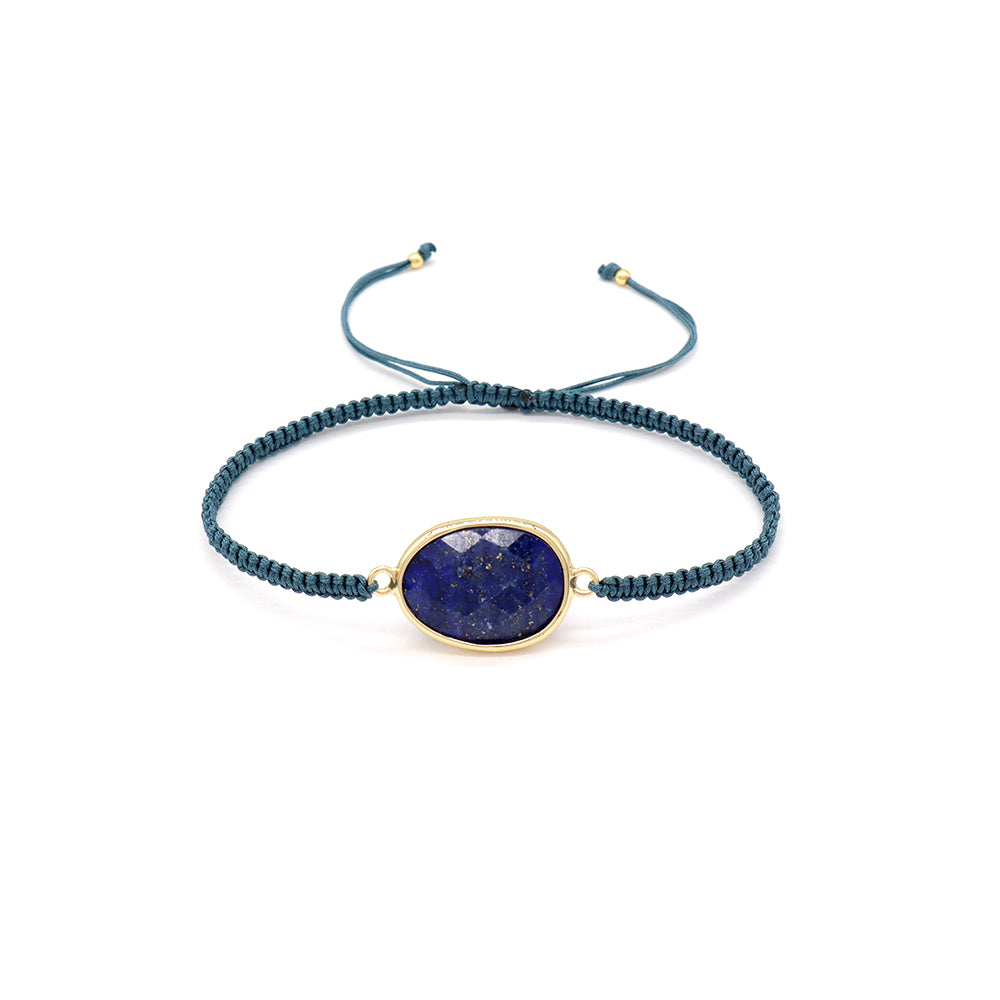 Handmade Customizable Natural Stone Charm Bracelet With Cotton Wire