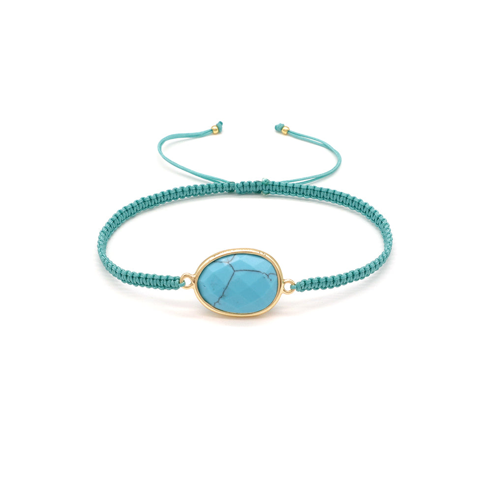 Handmade Customizable Natural Stone Charm Bracelet With Cotton Wire