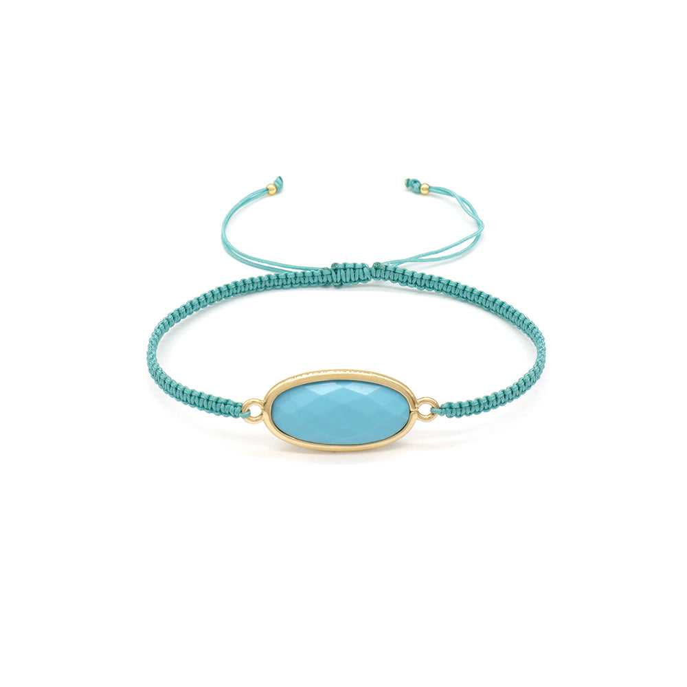 Handmade Customizable Natural Stone Charm Bracelet With Cotton Wire