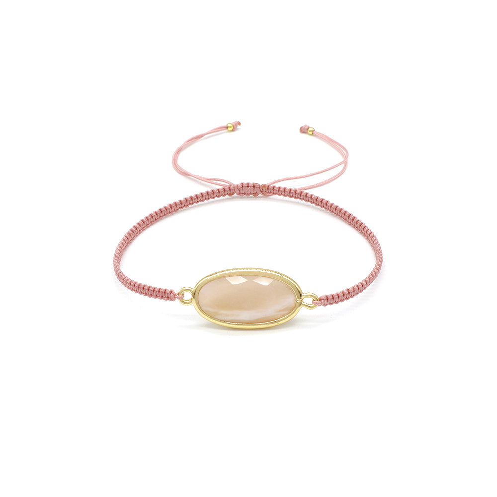 Handmade Customizable Natural Stone Charm Bracelet With Cotton Wire