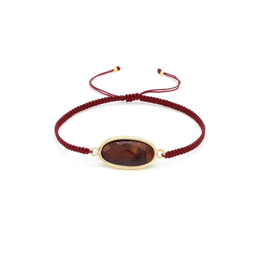 Handmade Customizable Natural Stone Charm Bracelet With Cotton Wire