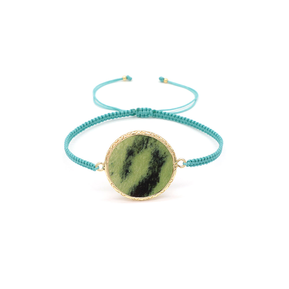 Handmade Customizable Natural Stone Charm Bracelet With Cotton Wire