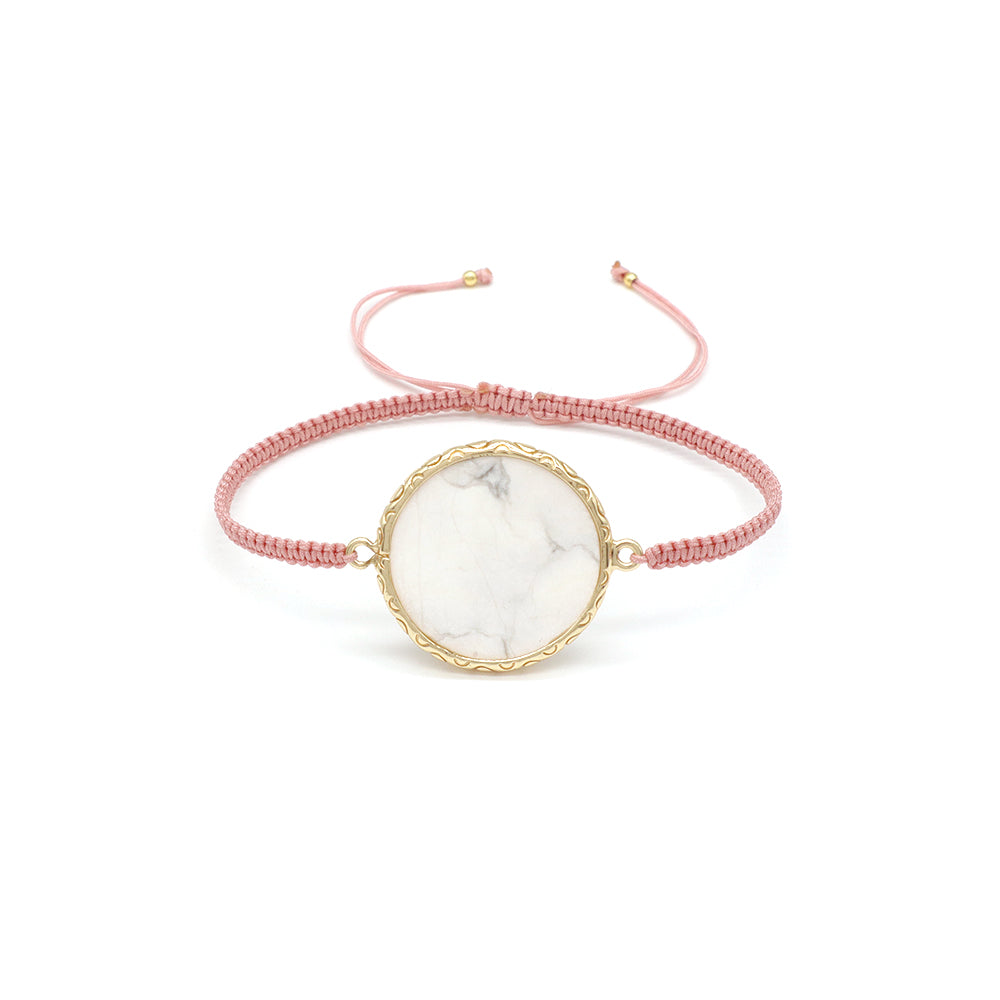 Handmade Customizable Natural Stone Charm Bracelet With Cotton Wire