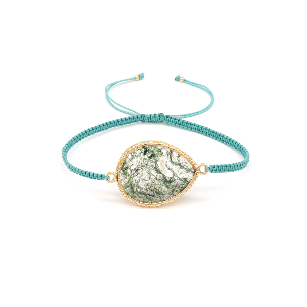 Handmade Customizable Natural Stone Charm Bracelet With Cotton Wire