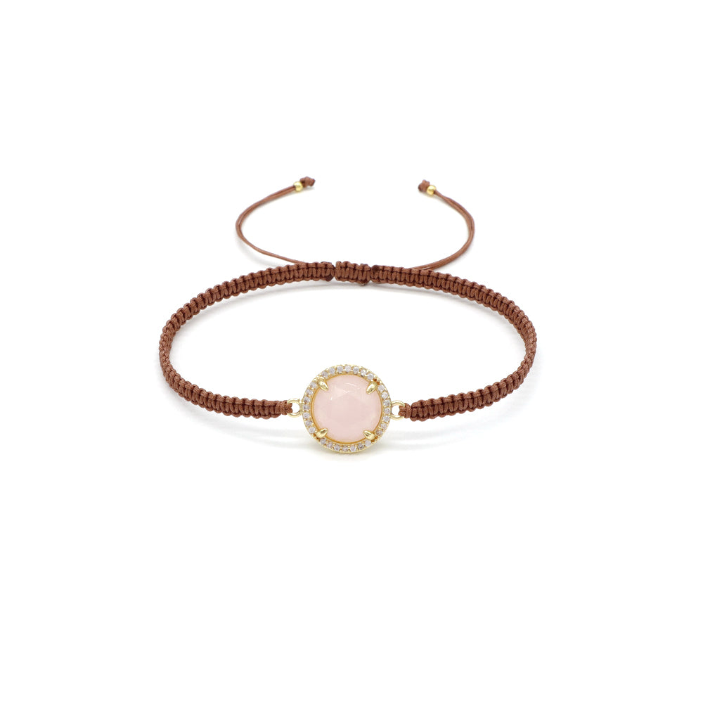 Handmade Customizable Natural Stone Charm Bracelet With Cotton Wire