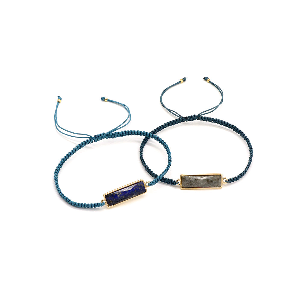 Handmade Customizable Natural Stone Charm Bracelet With Cotton Wire