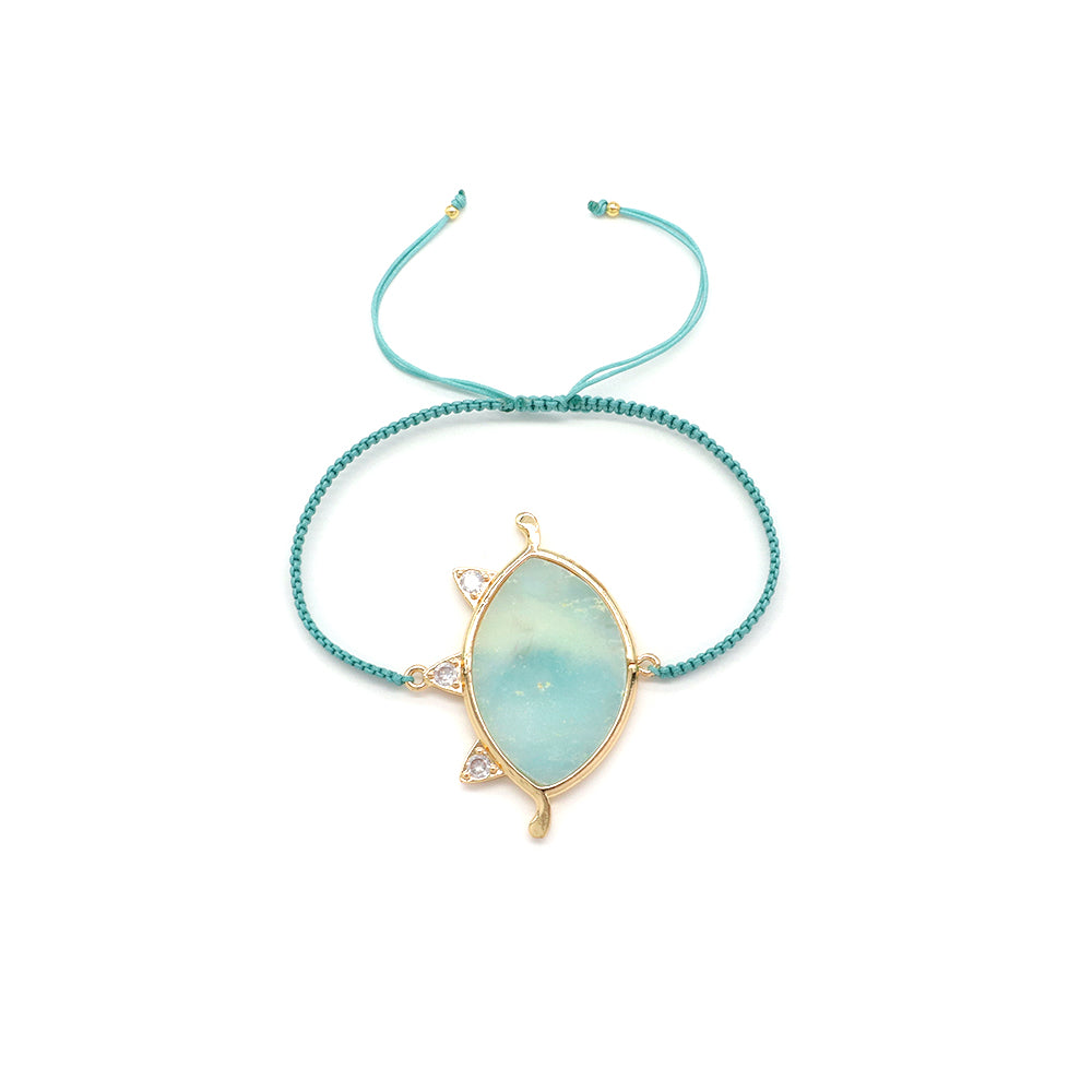 Handmade Customizable Natural Stone Charm Bracelet With Cotton Wire