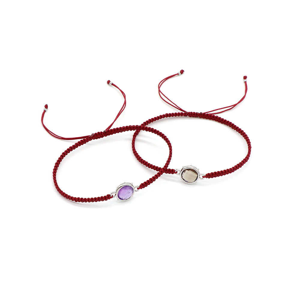 Handmade Customizable Natural Stone Charm Bracelet With Cotton Wire