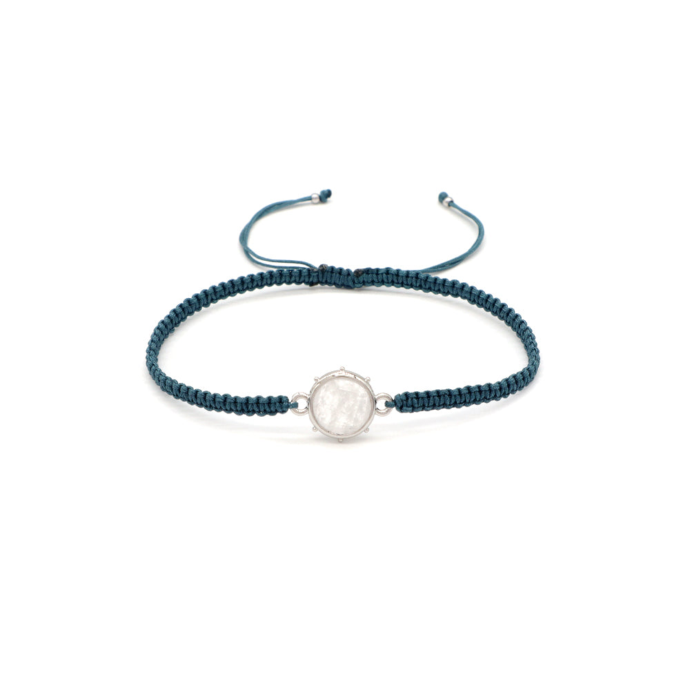 Handmade Customizable Natural Stone Charm Bracelet With Cotton Wire