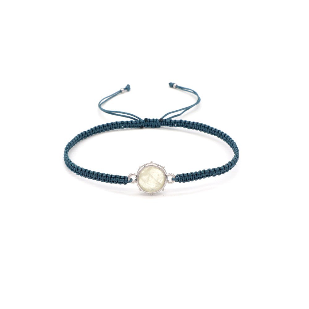 Handmade Customizable Natural Stone Charm Bracelet With Cotton Wire