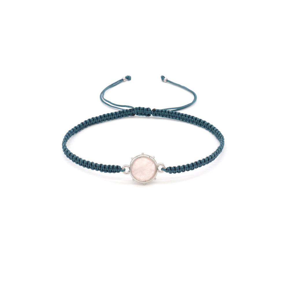 Handmade Customizable Natural Stone Charm Bracelet With Cotton Wire