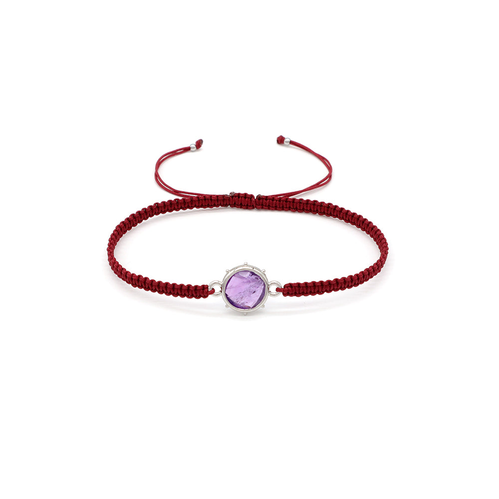 Handmade Customizable Natural Stone Charm Bracelet With Cotton Wire