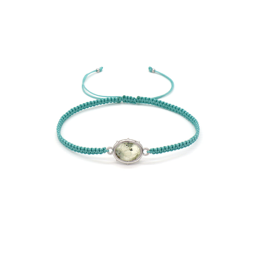 Handmade Customizable Natural Stone Charm Bracelet With Cotton Wire