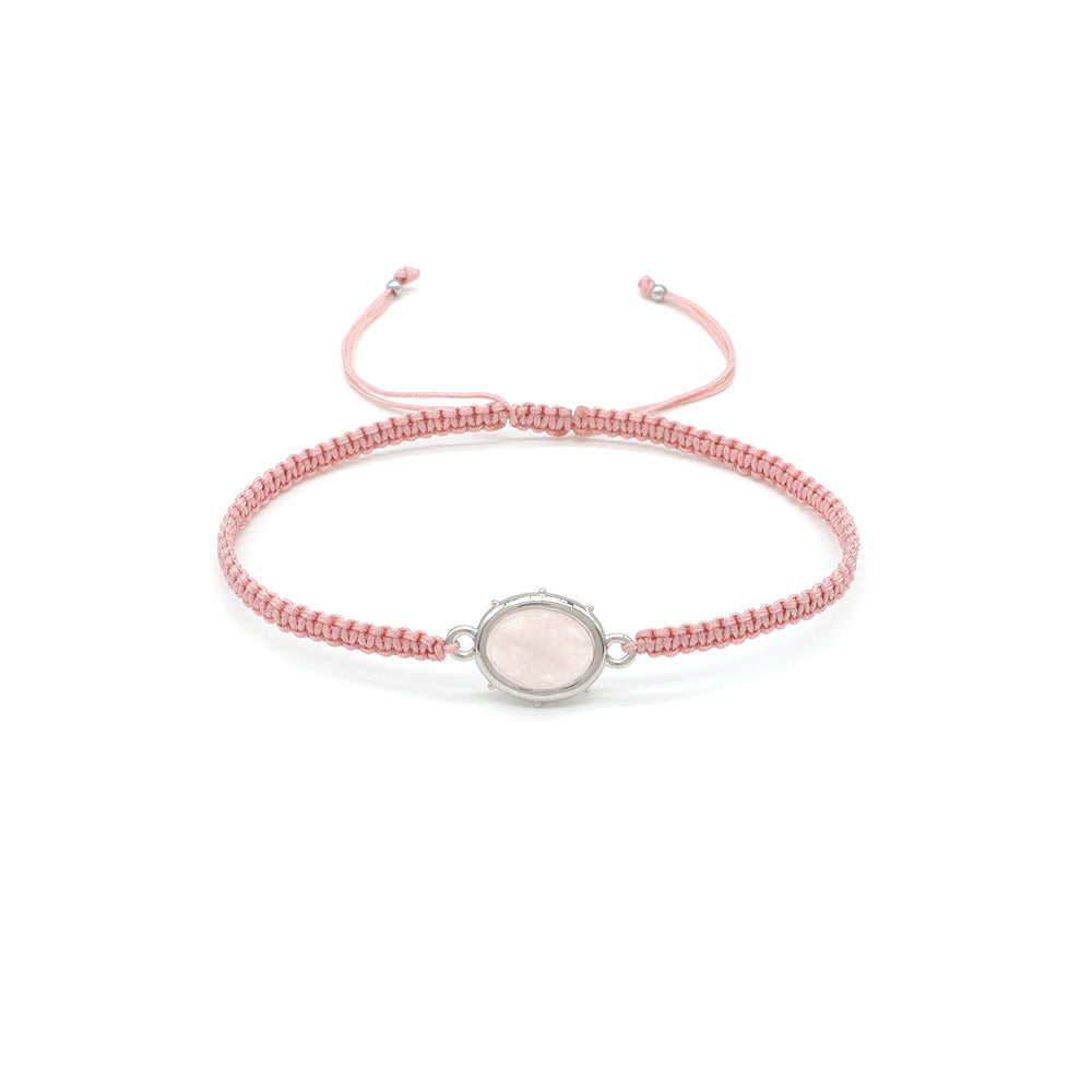 Handmade Customizable Natural Stone Charm Bracelet With Cotton Wire