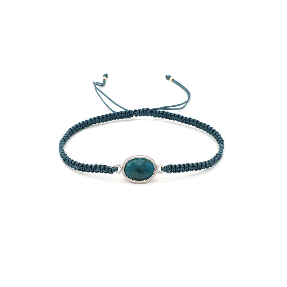 Handmade Customizable Natural Stone Charm Bracelet With Cotton Wire