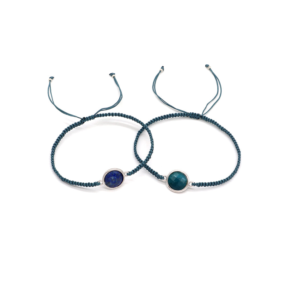 Handmade Customizable Natural Stone Charm Bracelet With Cotton Wire