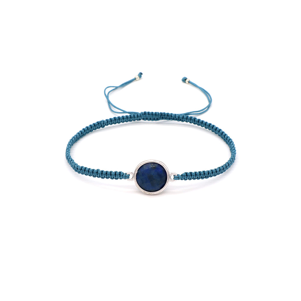 Handmade Customizable Natural Stone Charm Bracelet With Cotton Wire