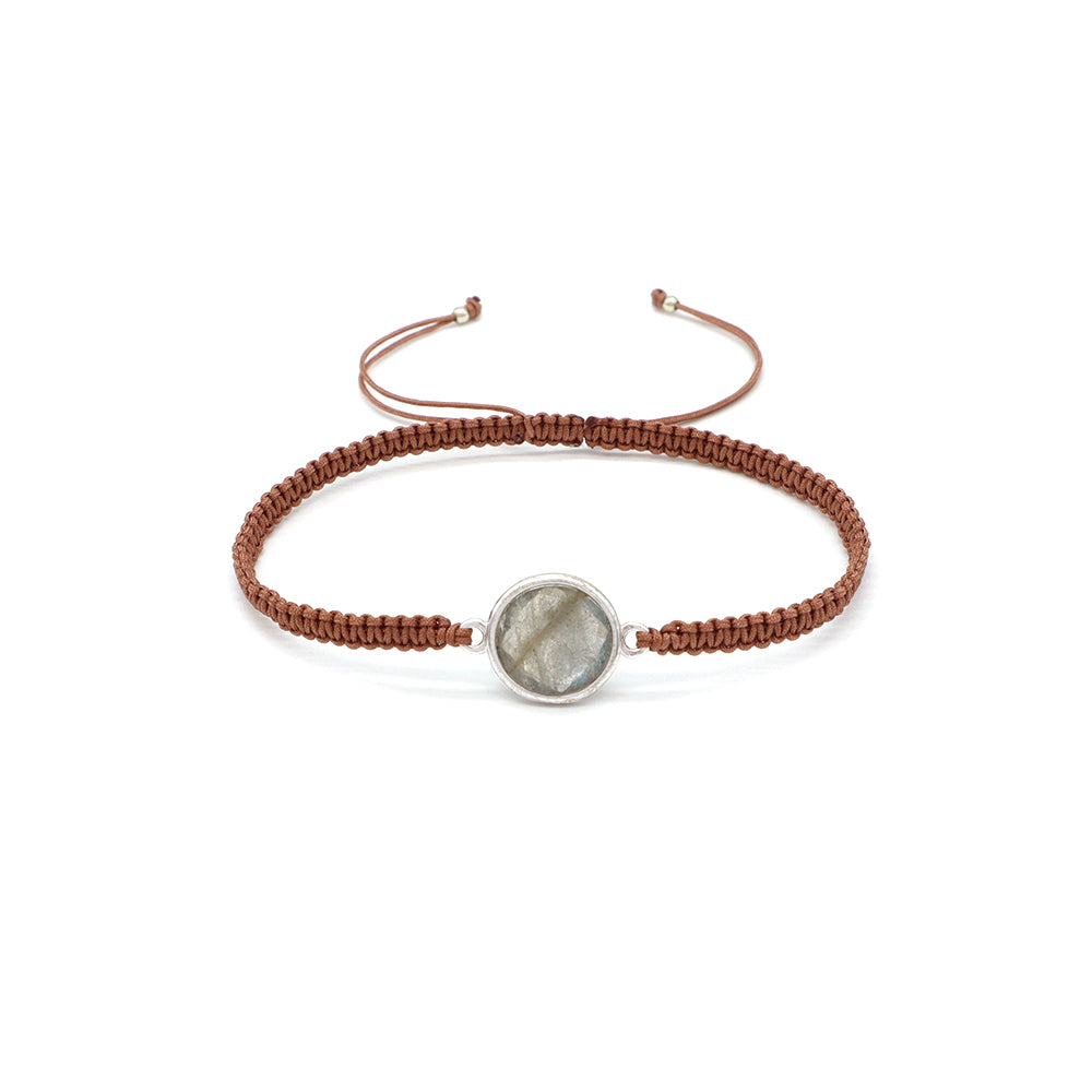 Handmade Customizable Natural Stone Charm Bracelet With Cotton Wire