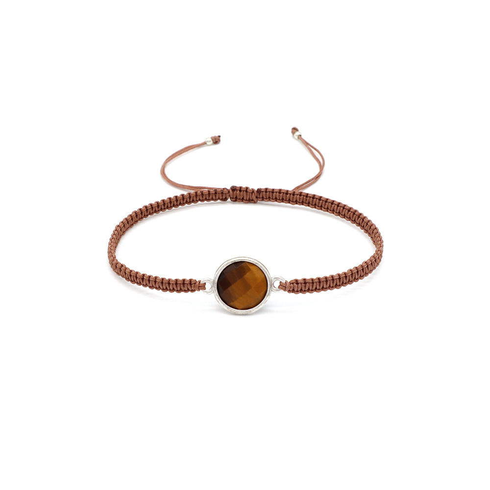 Handmade Customizable Natural Stone Charm Bracelet With Cotton Wire