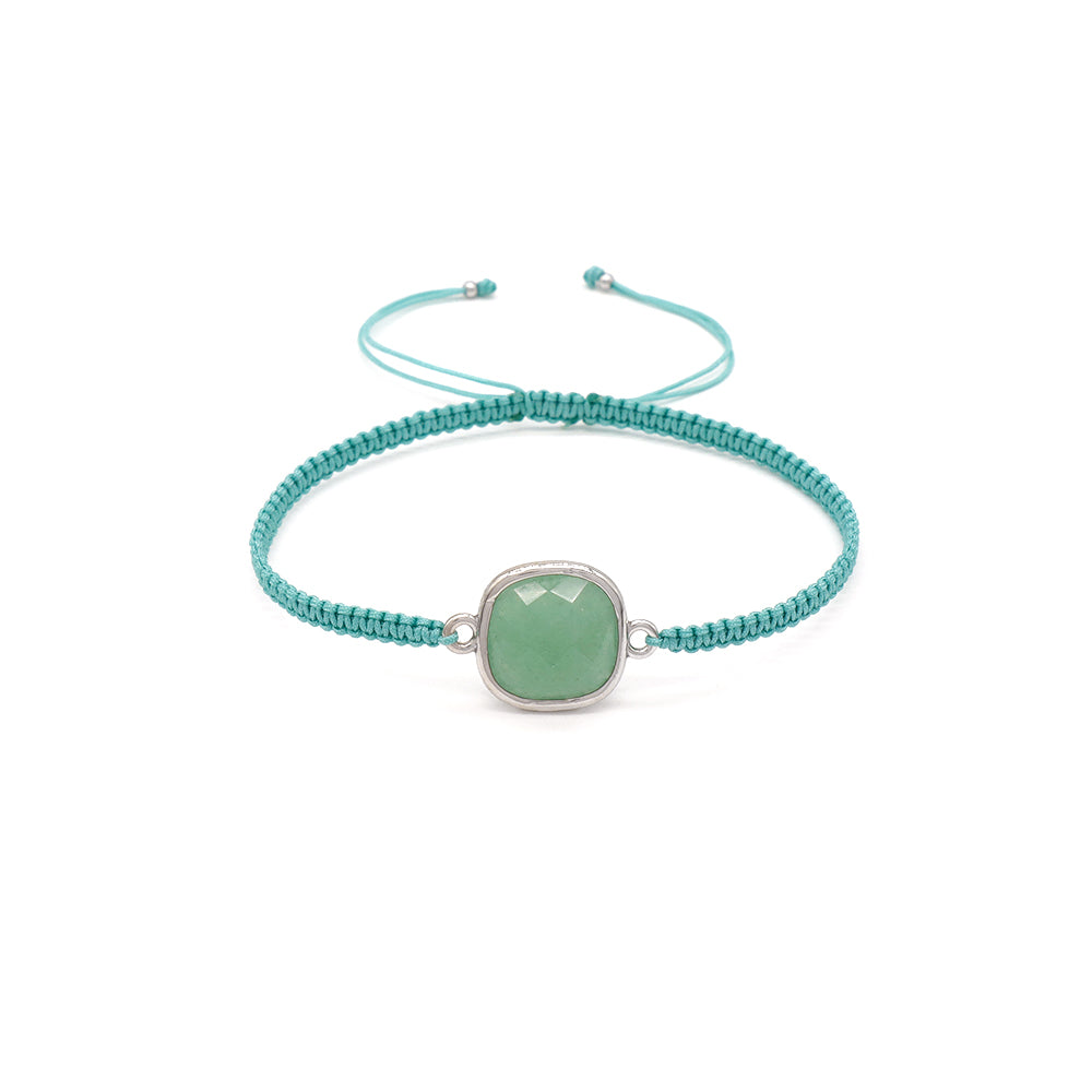 Handmade Customizable Natural Stone Charm Bracelet With Cotton Wire