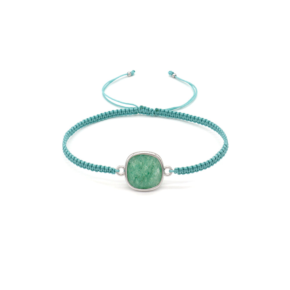 Handmade Customizable Natural Stone Charm Bracelet With Cotton Wire