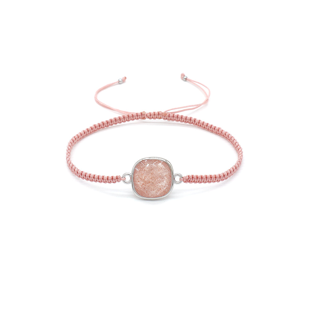 Handmade Customizable Natural Stone Charm Bracelet With Cotton Wire