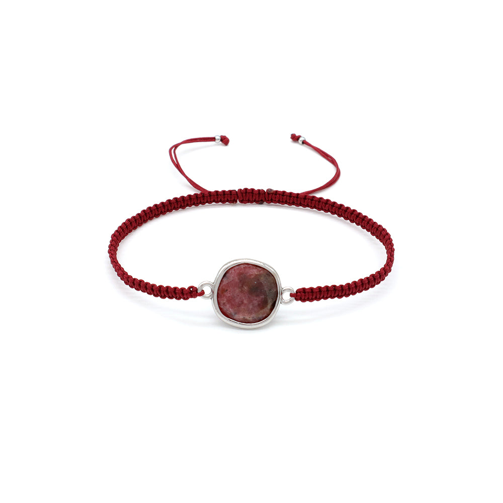 Handmade Customizable Natural Stone Charm Bracelet With Cotton Wire