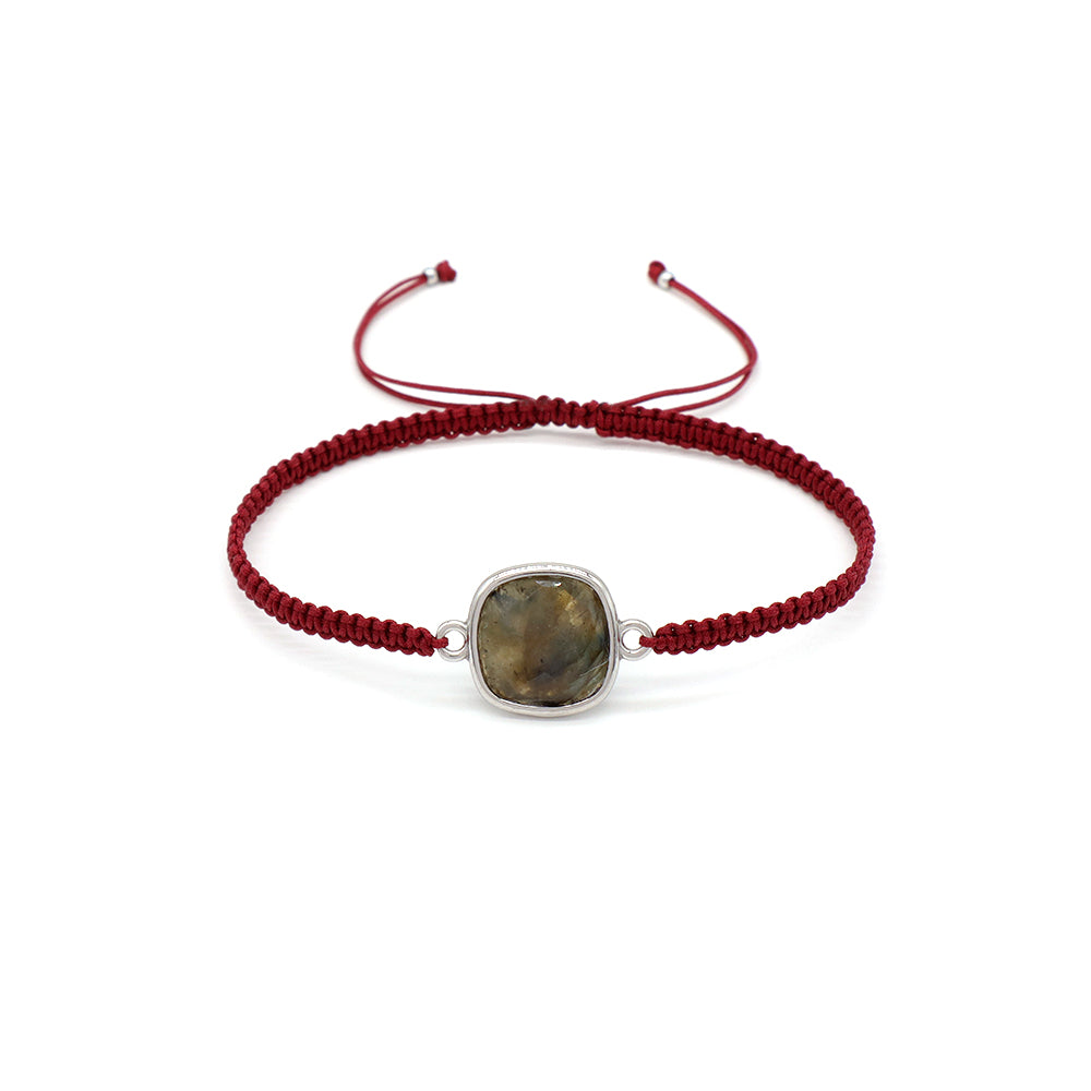 Handmade Customizable Natural Stone Charm Bracelet With Cotton Wire