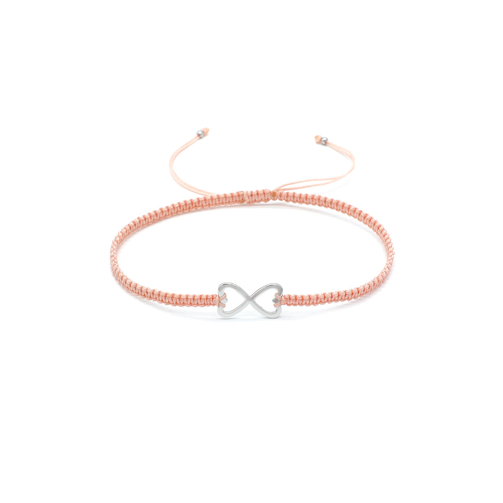 Handmade Customizable 925 Sterling Silver Charm Cotton Thread Weave Bracelet