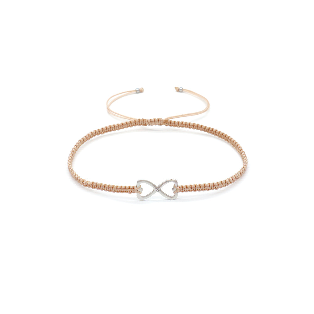 Handmade Customizable 925 Sterling Silver Charm Cotton Thread Weave Bracelet