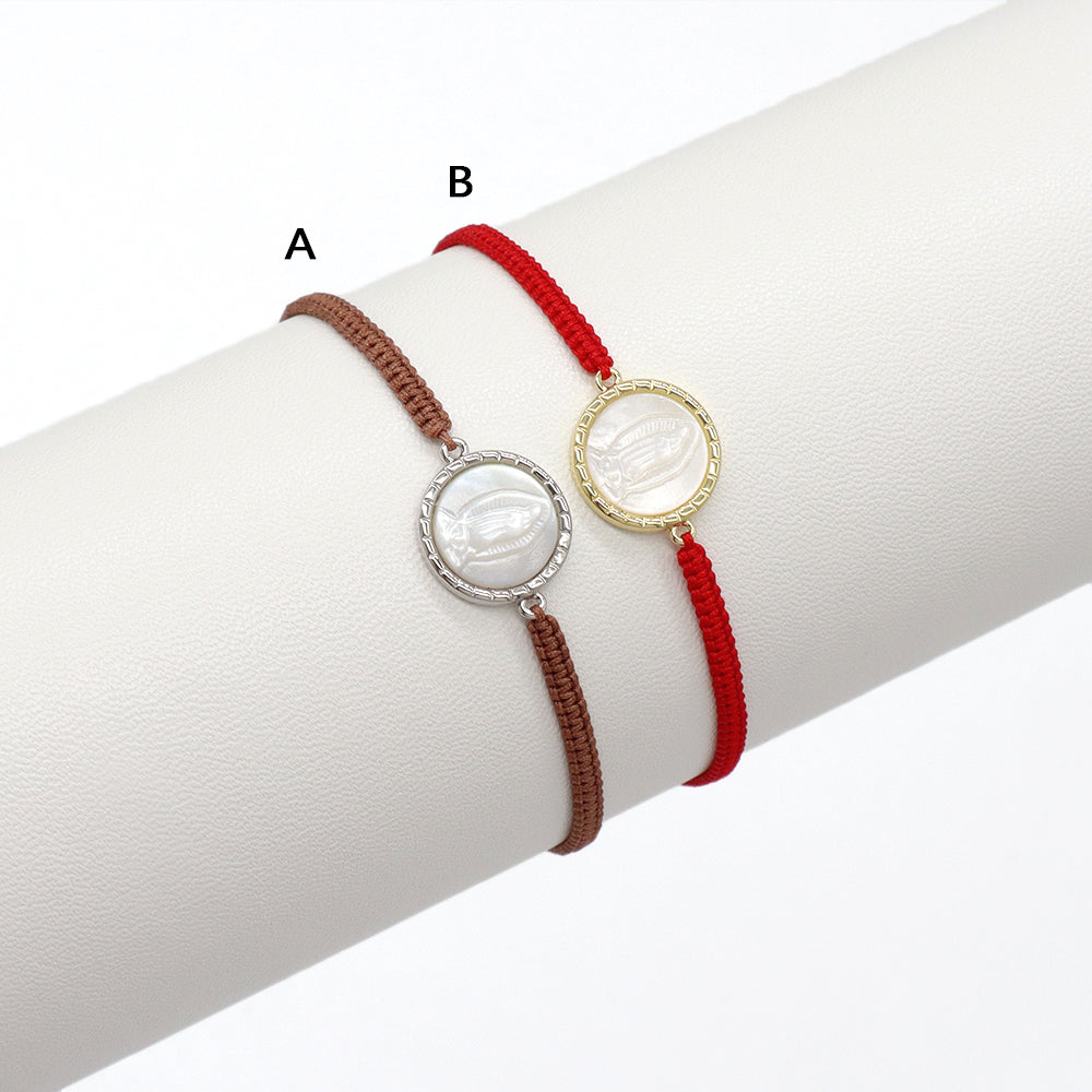 Handmade Customizable Brass Charm Bracelet With Cotton Wire
