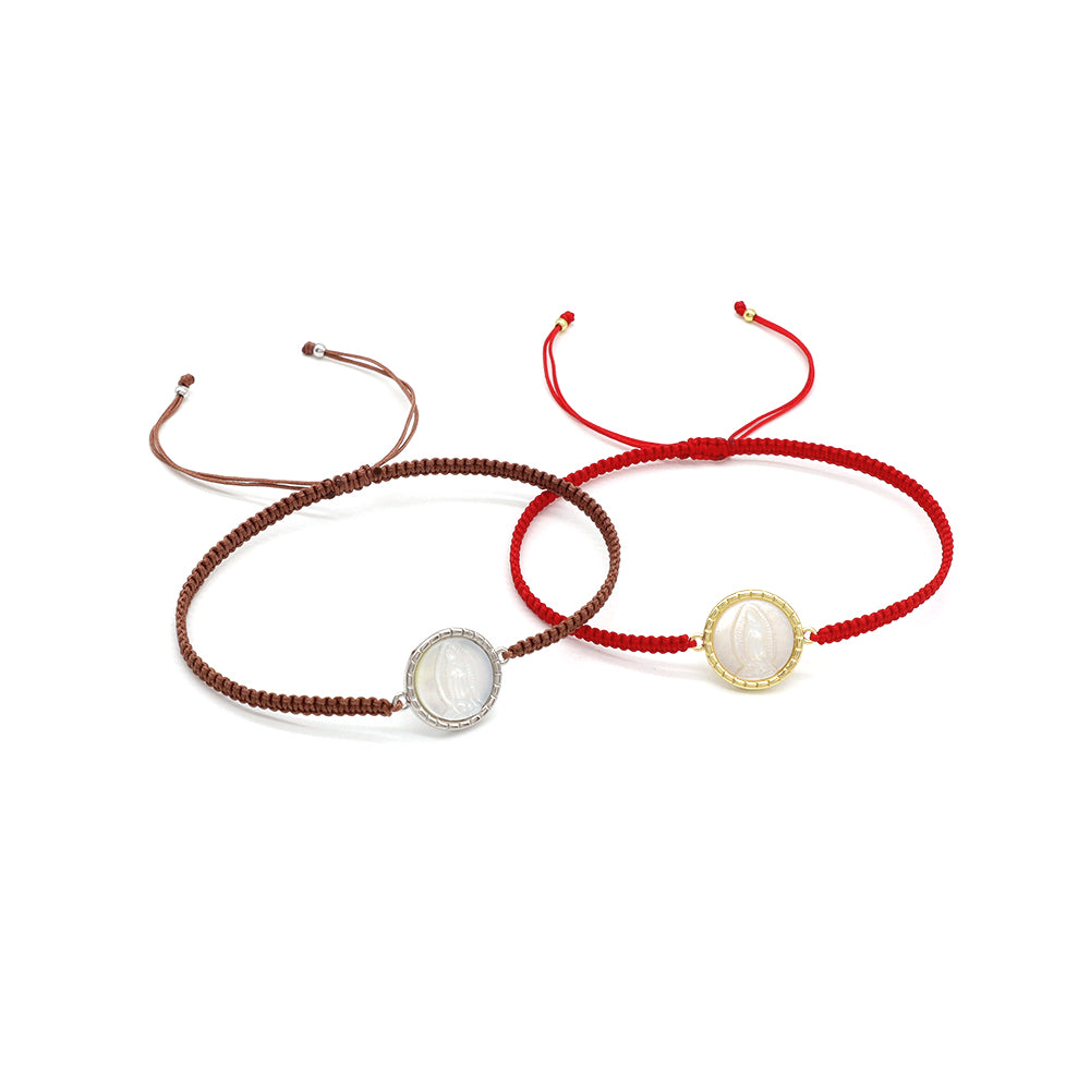 Handmade Customizable Brass Charm Bracelet With Cotton Wire