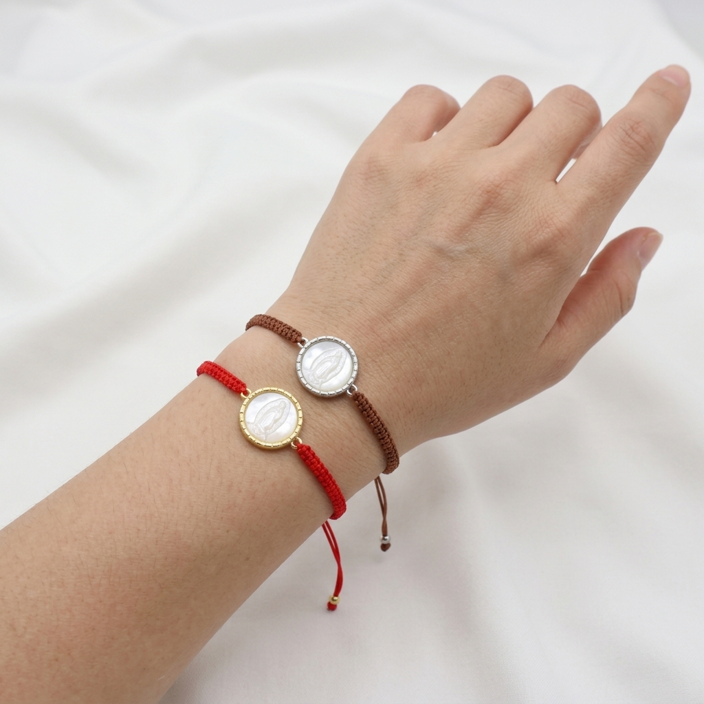 Handmade Customizable Brass Charm Bracelet With Cotton Wire